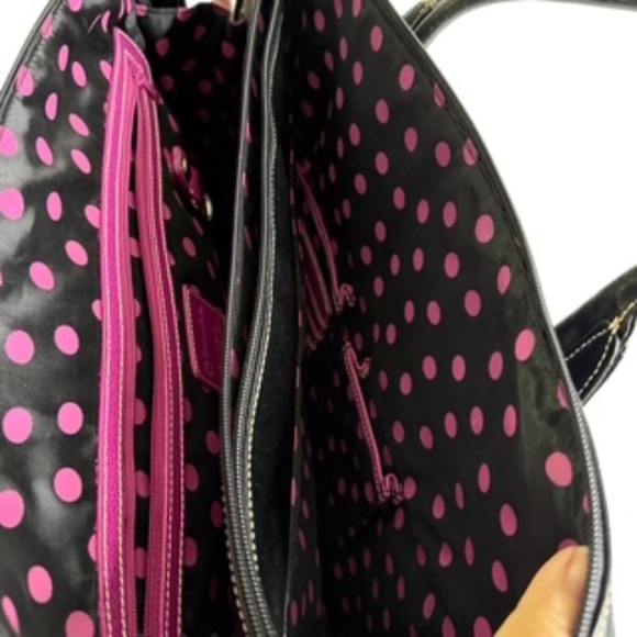 NWOT Franklin Covey Black Large Leather Tote Wristlet Key Fob Lots of Pockets - Picture 11 of 13